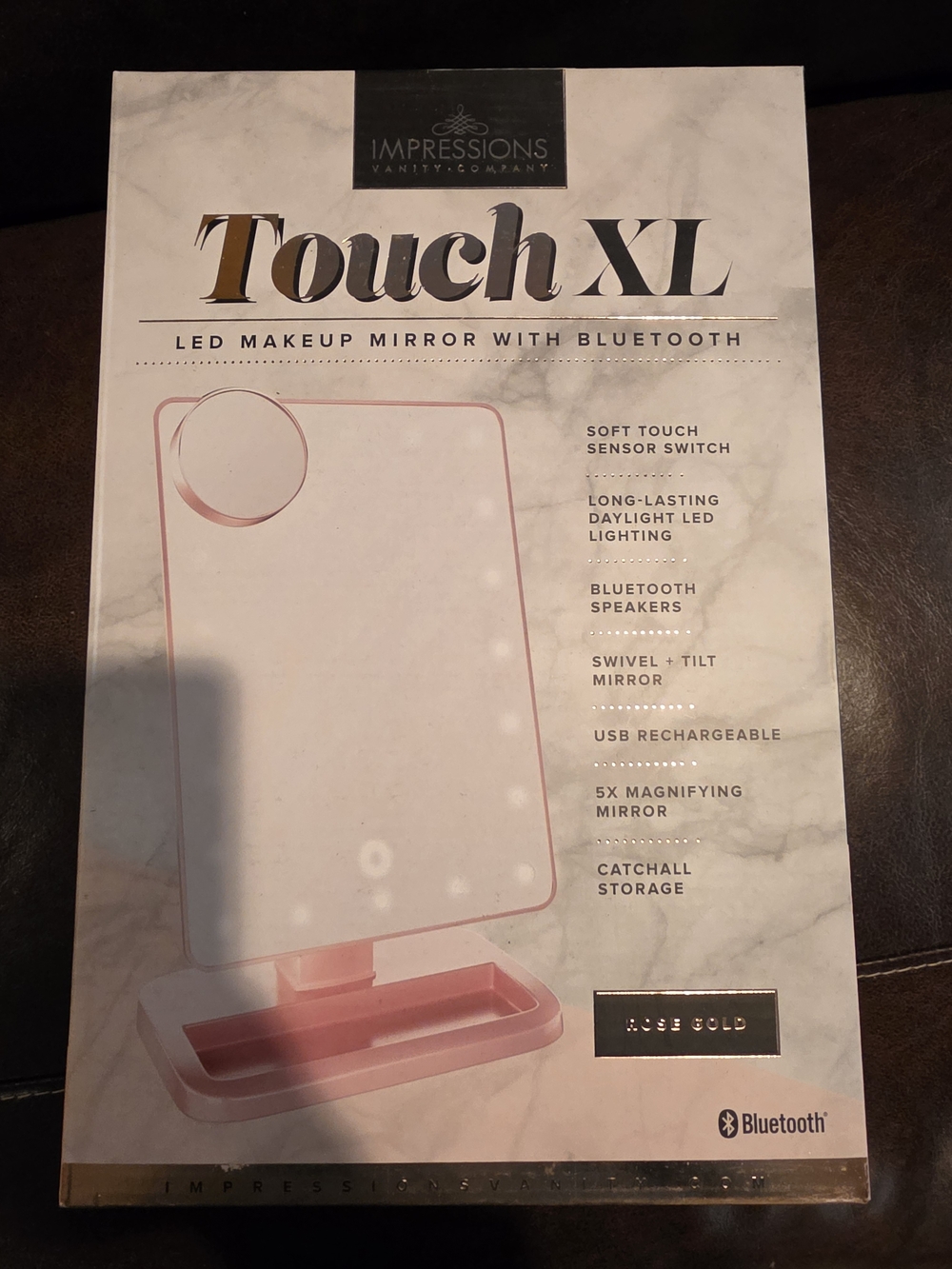 Impressions Touch XL LED Makeup Mirror with Bluetooth - Rose Gold